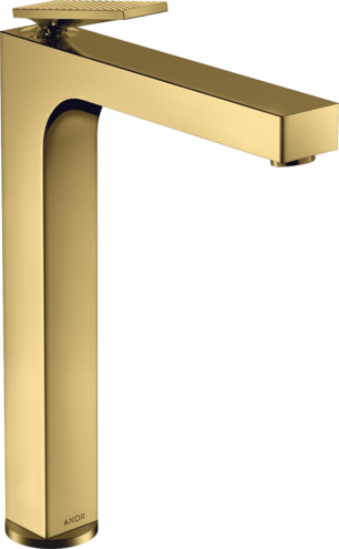 AXOR CITTERIO Yksiote pesuallashana 280, sulkeutumaton pohjaventtiili - rombinen leikkaus, kiillotettu kulta optiikka