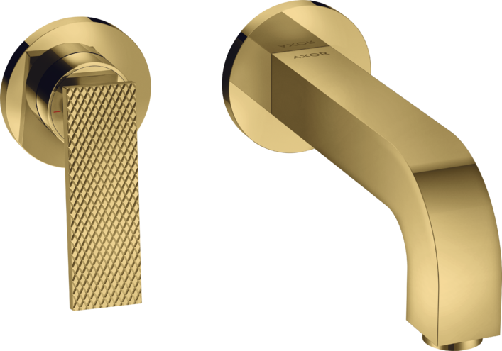 AXOR CITTERIO Yksiote pesuallashana piiloasennus seinään juoksuputki 220 mm, peitelevyillä, kiillotettu kulta optiikka