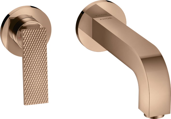 AXOR CITTERIO Yksiote pesuallashana piiloasennus seinään juoksuputki 220 mm, peitelevyillä, kiillotettu punakulta