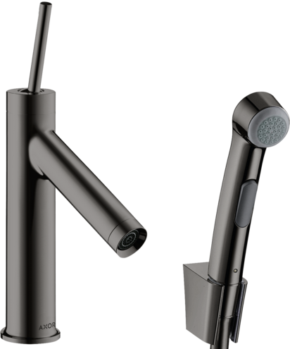 AXOR STARCK yksiote pesuallashana 90 Bidette, PushOpen-pohjaventtiili, kiillotettu musta kromi