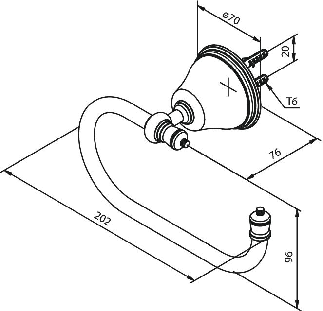 Damixa Tradition WC-paperiteline, 373070000, kromi, mittakuva