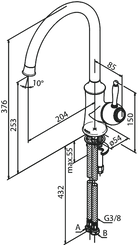 Damixa Tradition keittiöhana, mittakuva