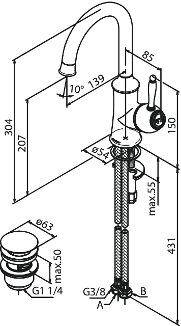 Damixa Tradition pesuallashana, 376210000, kromi, mittakuva