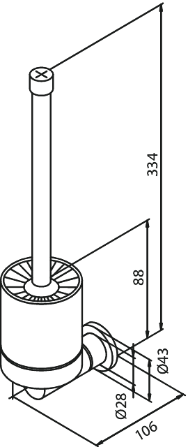 Damixa WC-harja ja teline harjattu, 483018700, kupari pvd, mittakuva
