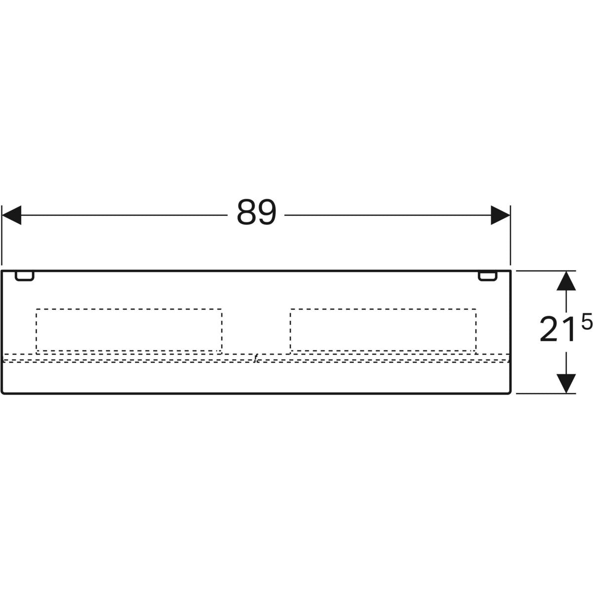 Geberit Acanto -peilikaappi valaistuksella ja kahdella ovella, 900mm, mittakuva