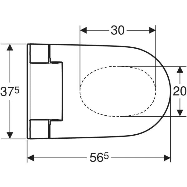 Geberit AquaClean Alba -pesu-wc-istuin, seinä-WC, mittakuva ylä