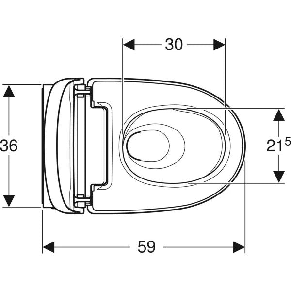 Geberit AquaClean Mera Comfort -pesu-wc-istuin, seinä-WC, mittakuva ylä