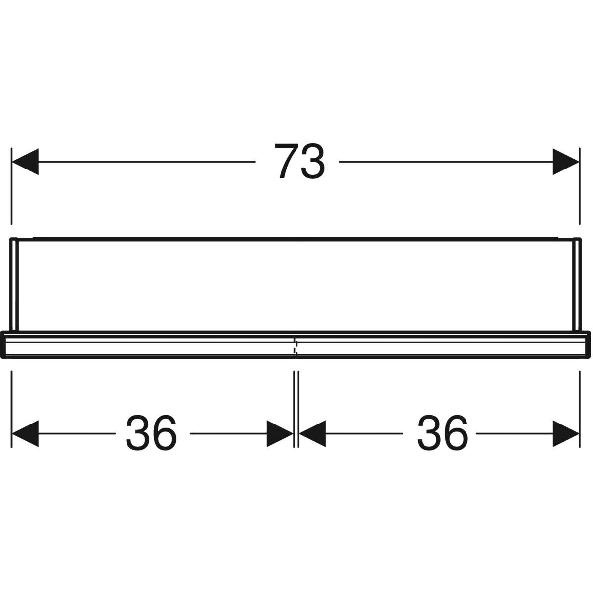 Geberit ONE -peilikaappi ComfortLight-valaistuksella ja kahdella ovella, uppoasennus, korkeus 90 cm, mittakuva
