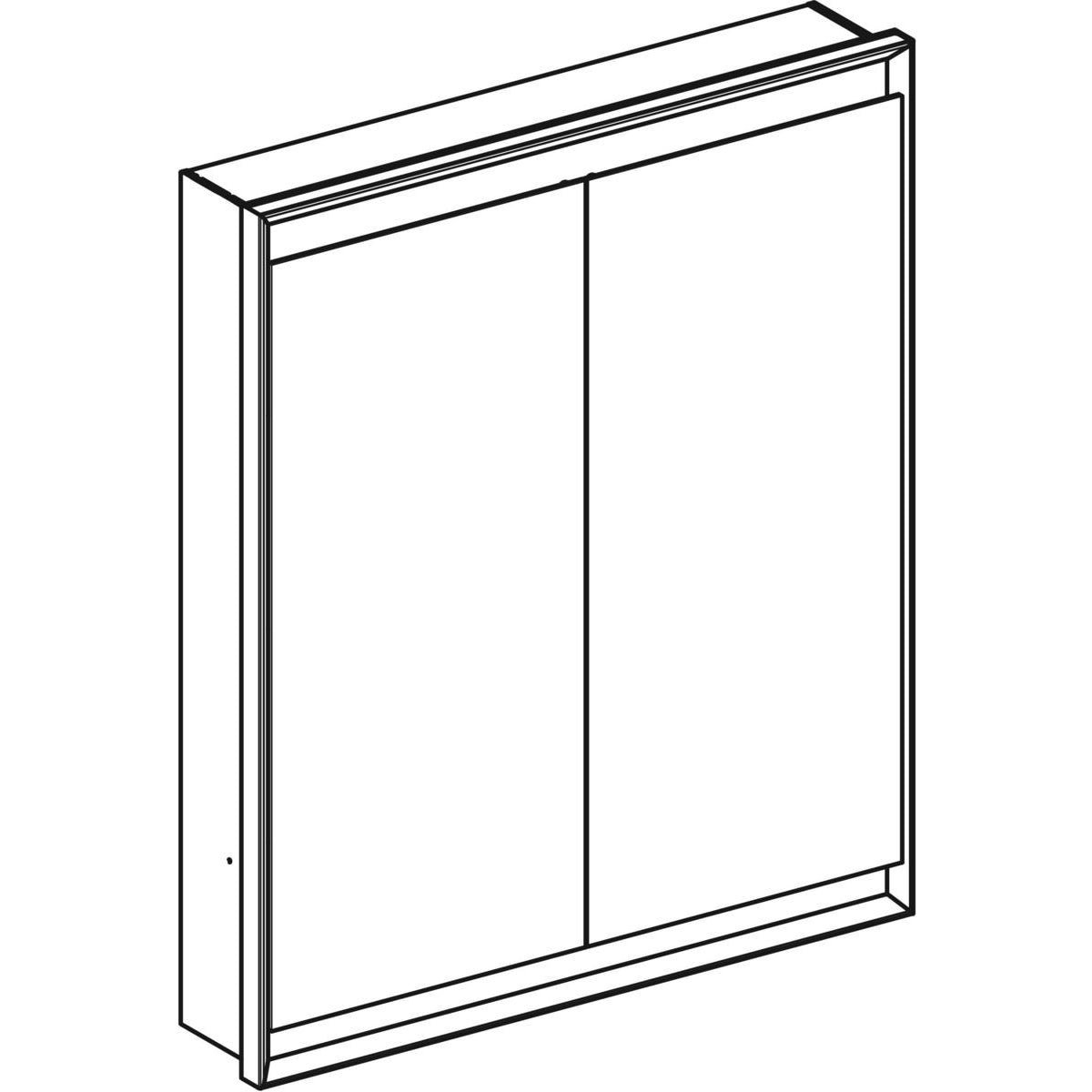 Geberit ONE -peilikaappi ComfortLight-valaistuksella ja kahdella ovella, uppoasennus, korkeus 90 cm, piirroskuva