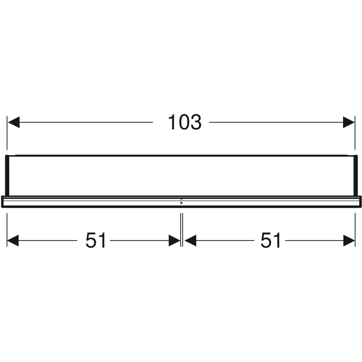 Geberit ONE -peilikaappi, uppoasennus, mittakuva, 105