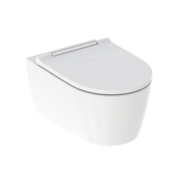 Geberit ONE -seinä-WC rimfree, suljettu muoto, TurboFlush, sisältää WC-istuinkannen, kromi