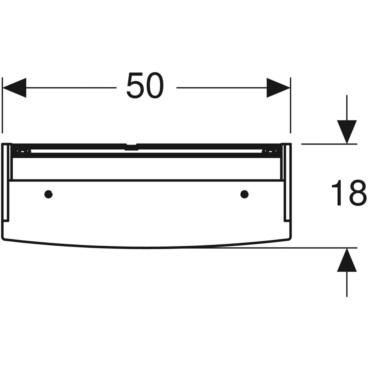 Geberit Option Basic -peilikaappi valaistuksella ja kahdella ovella, 500mm, mittakuva