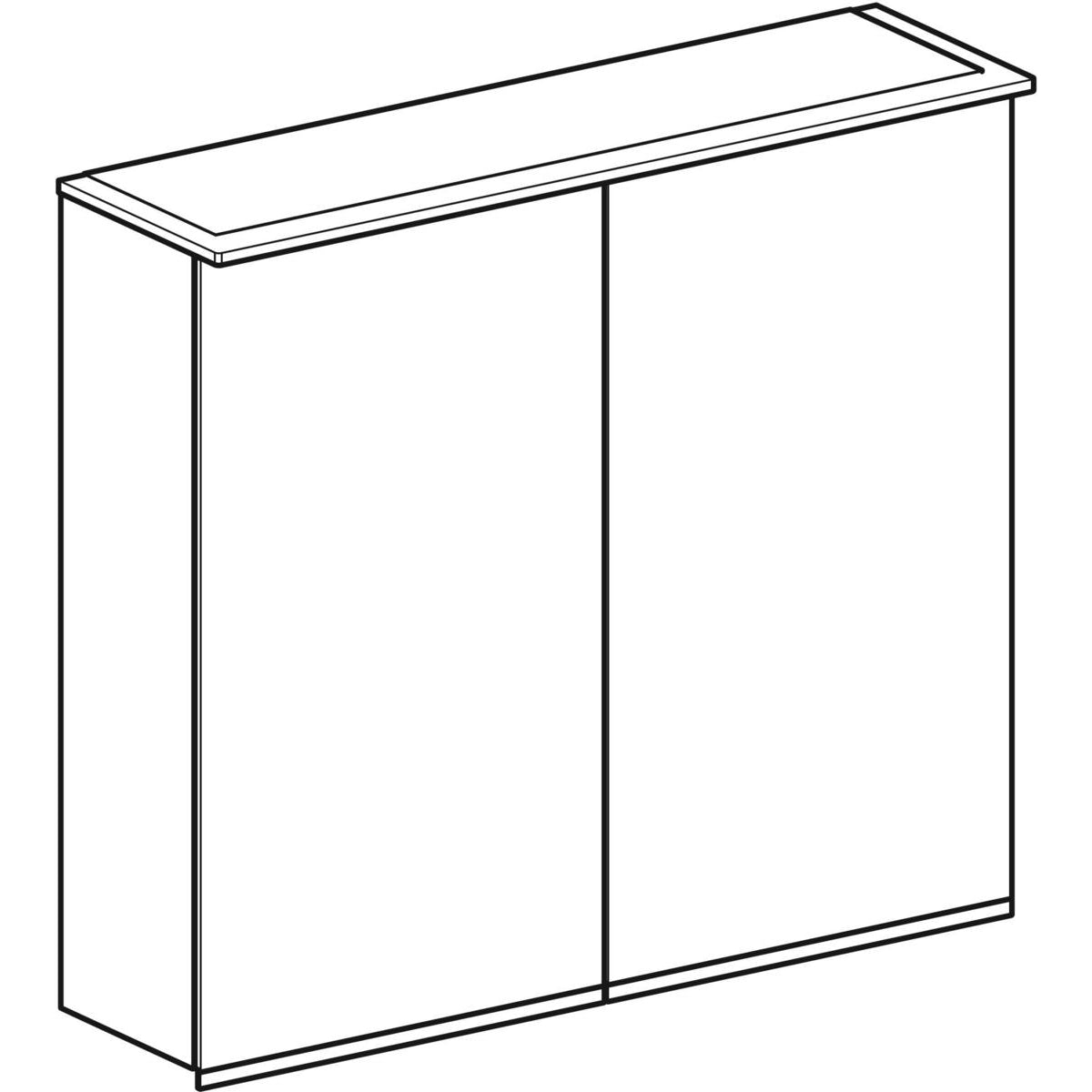 Geberit Option Plus -peilikaappi valaistuksella ja kahdella ovella, 750mm, piirroskuva