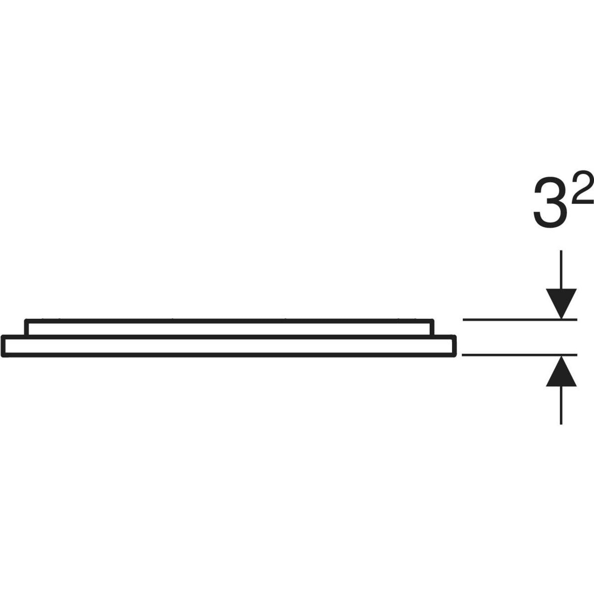 Geberit Option Plus Square -tasopeili 400x32x700mm, suoralla ja epäsuoralla valaistuksella, mittakuva