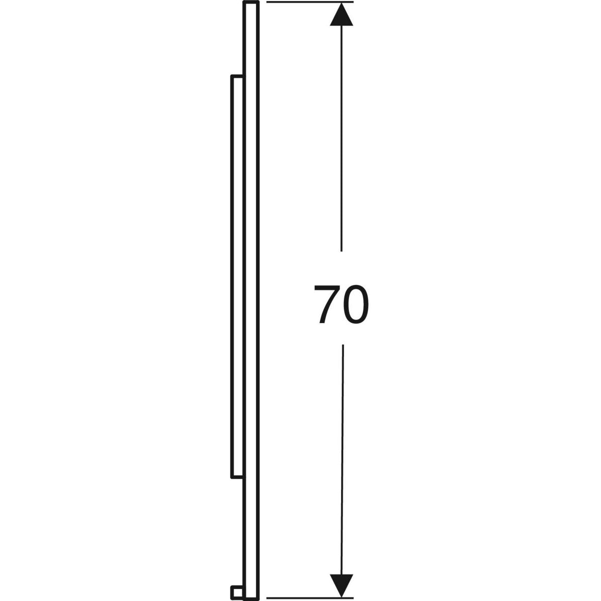 Geberit Option Plus Square -tasopeili 600x32x700mm, suoralla ja epäsuoralla valaistuksella, mittakuva
