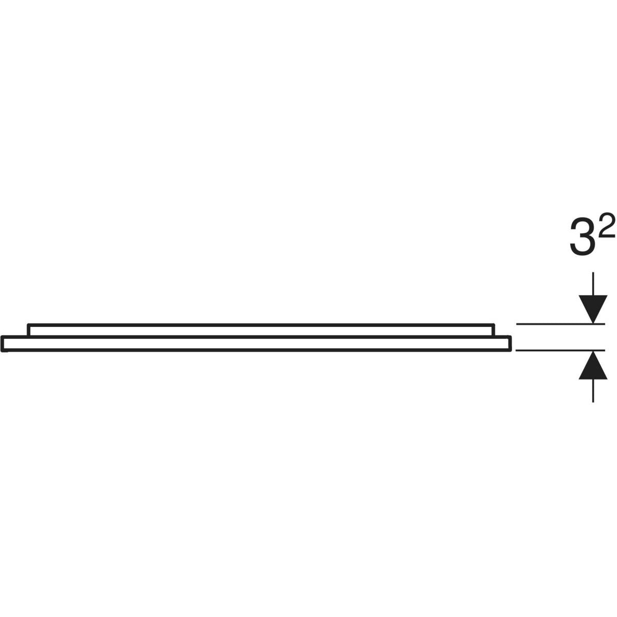 Geberit Option Plus Square -tasopeili 600x32x700mm, suoralla ja epäsuoralla valaistuksella, mittakuva