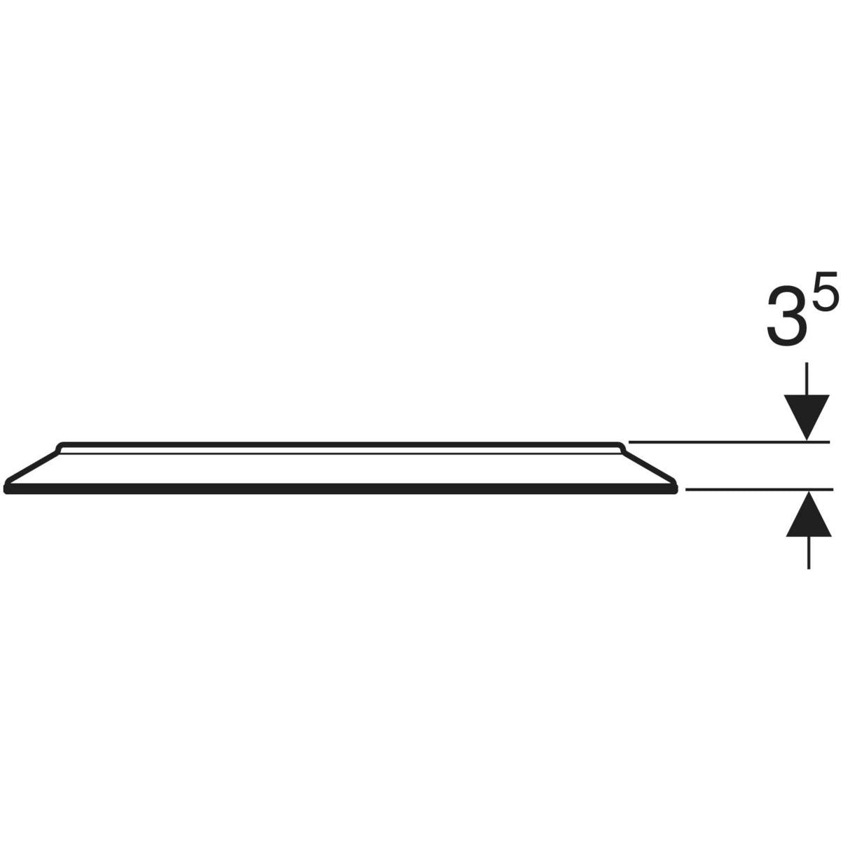 Geberit Option Round -tasopeili suoralla ja epäsuoralla valaistuksella, mittakuva