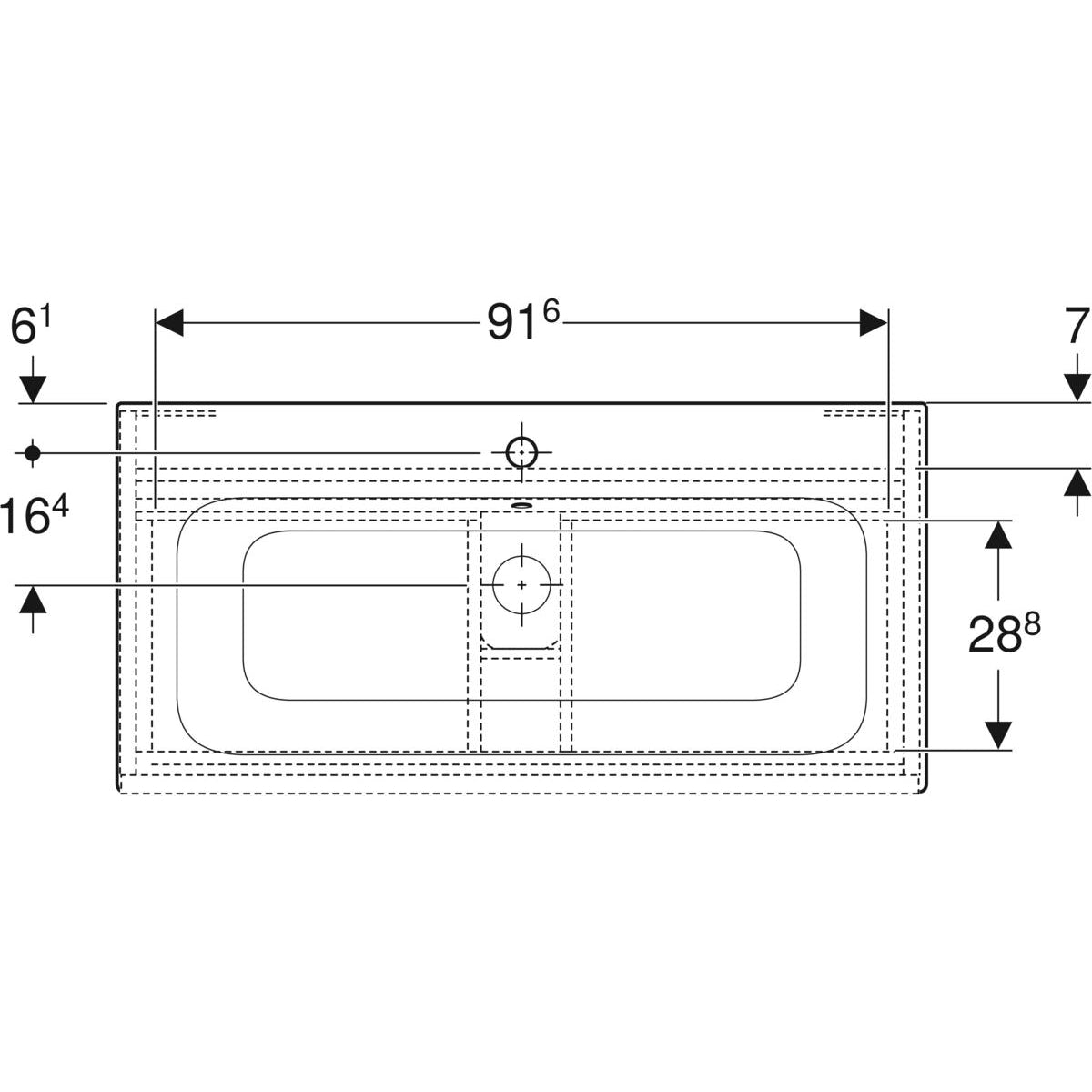 Geberit Renova Plan -allaskaappipaketti 1000X480X622mm, mittakuva