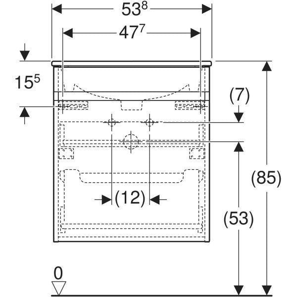 Geberit Renova Plan -allaskaappipaketti 550X480X622mm, mittakuva