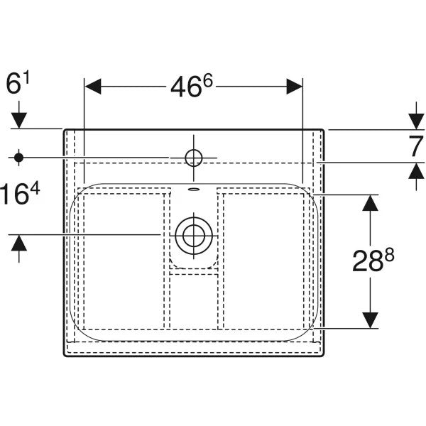 Geberit Renova Plan -allaskaappipaketti 550X480X622mm, mittakuva