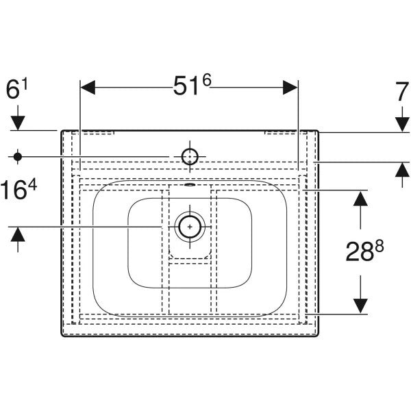 Geberit Renova Plan -allaskaappipaketti 600X480X622mm, mittakuva