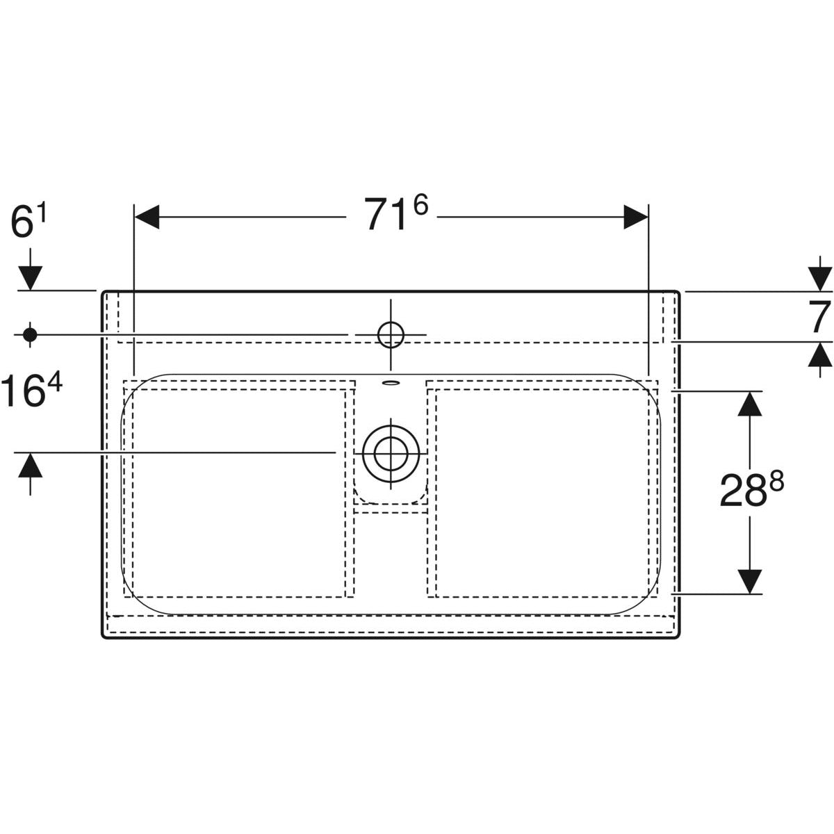 Geberit Renova Plan -allaskaappipaketti 800X480X622mm, mittakuva