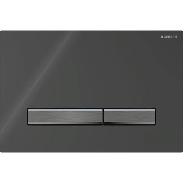 Geberit Sigma50 -huuhtelupainike kaksoishuuhteluun, kulmikas, musta mustilla kromipainikkeilla