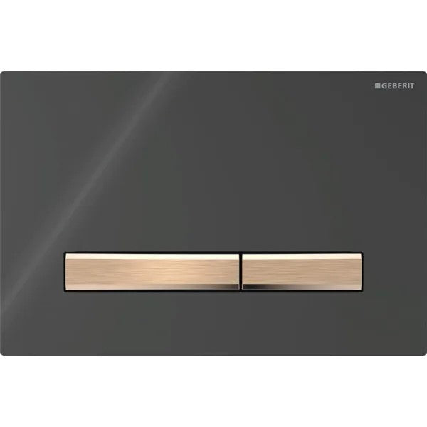 Geberit Sigma50 -huuhtelupainike kaksoishuuhteluun, kulmikas, musta, punakultaiset painikkeet