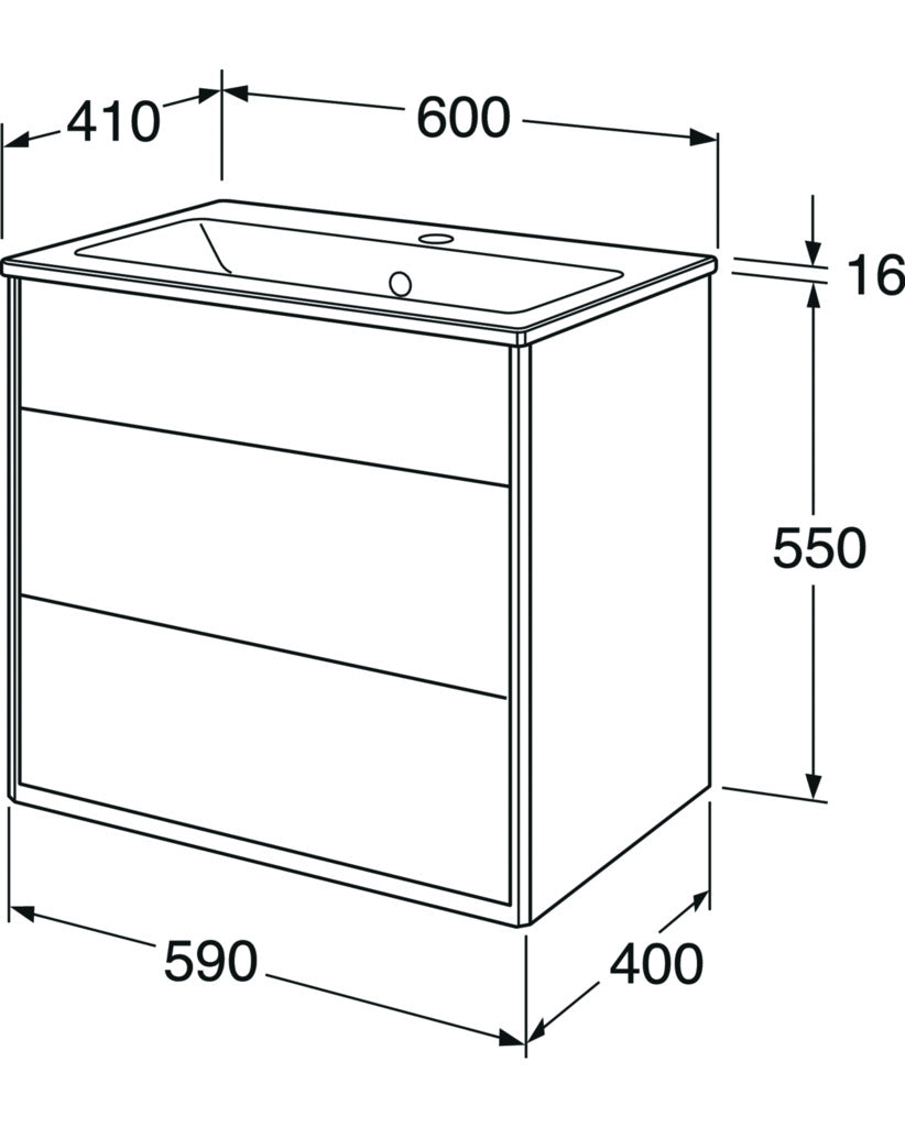 Gustavsberg Graphic - 60cm allaskaappi, mittakuva