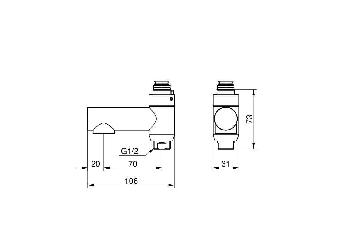 Gustavsberg kylpyammeen juoksuputki, mittakuva