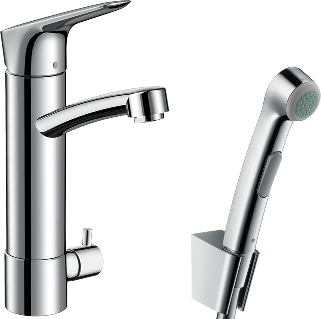 Hansgrohe Logis yksiote pesuallashana Bidette pesukoneventtiilillä, ilman pohjaventtiiliä, 31543000, kromi