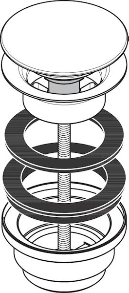 Hansgrohe PushOpen pohjaventtiili metallirungolla, 50100670, mattamusta, piirroskuva