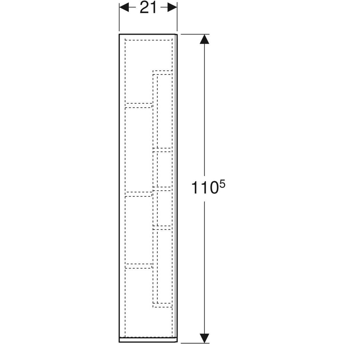IDO Elegant -puolikorkea kaappi, yhdellä ovella, mittakuva