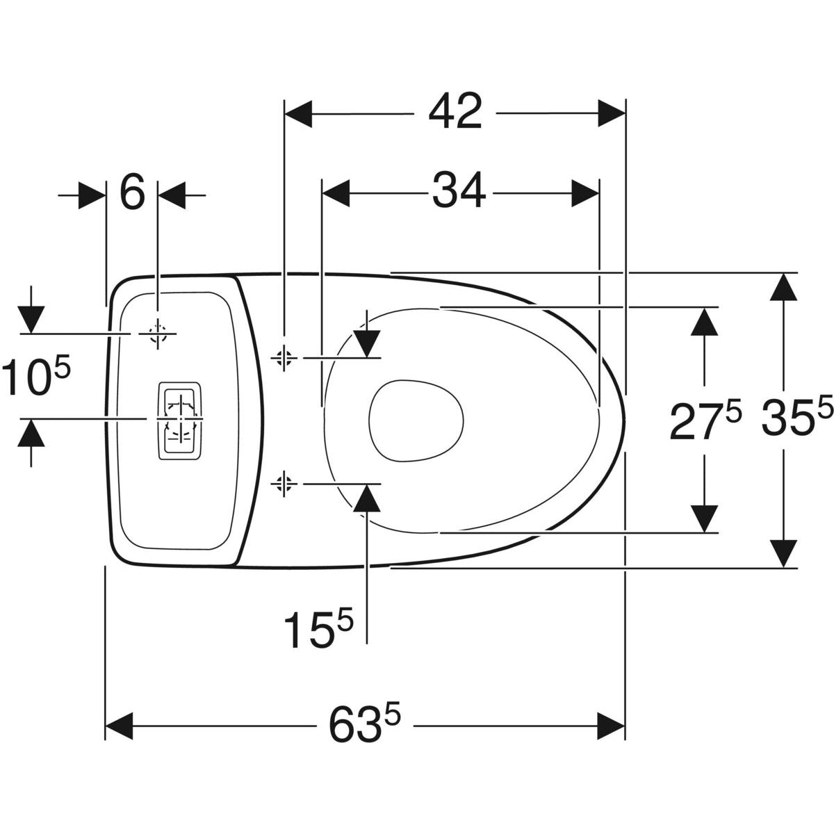 IDO Glow 62 -lattia-WC, mittakuva