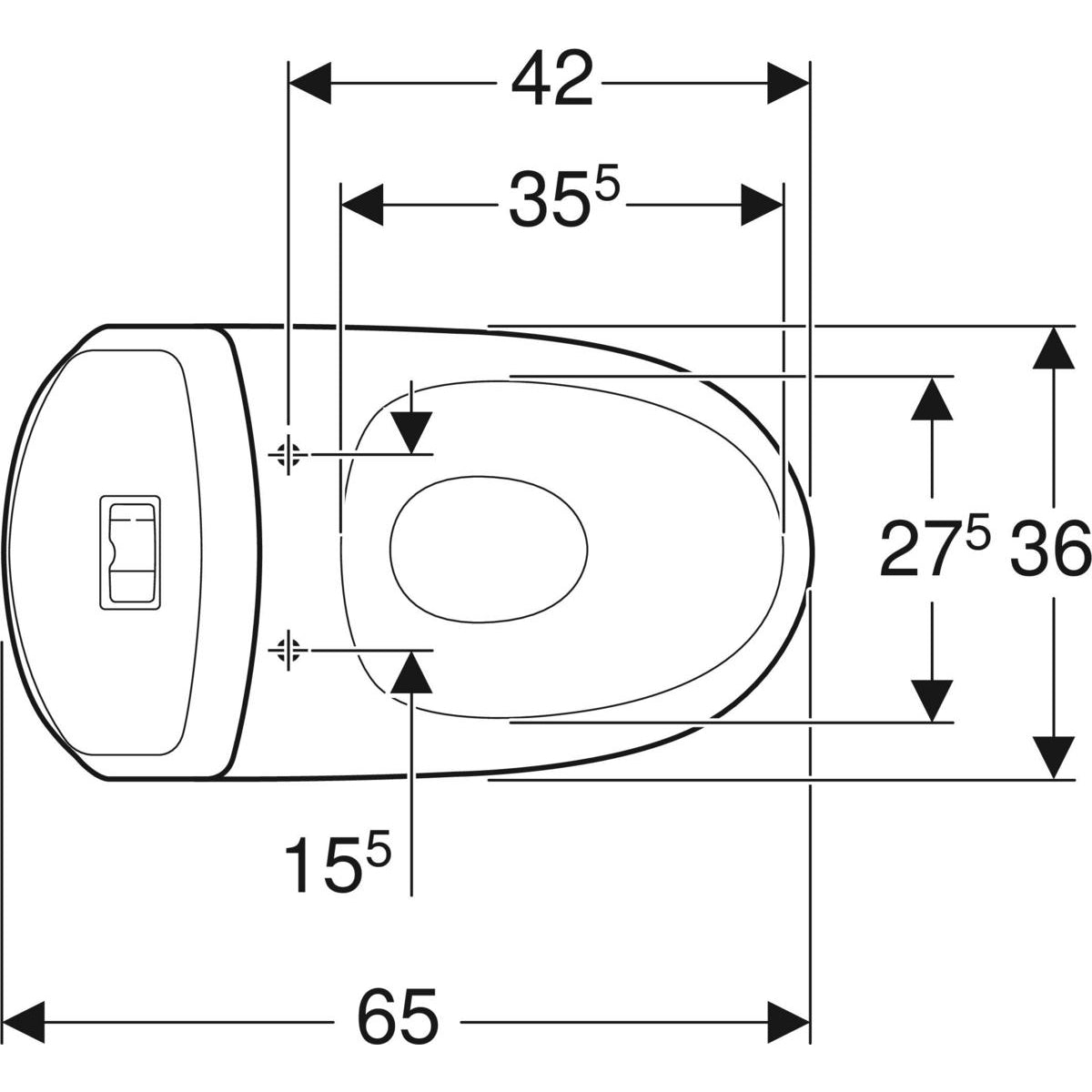 IDO Seven D 10 -lattia-WC, mittakuva