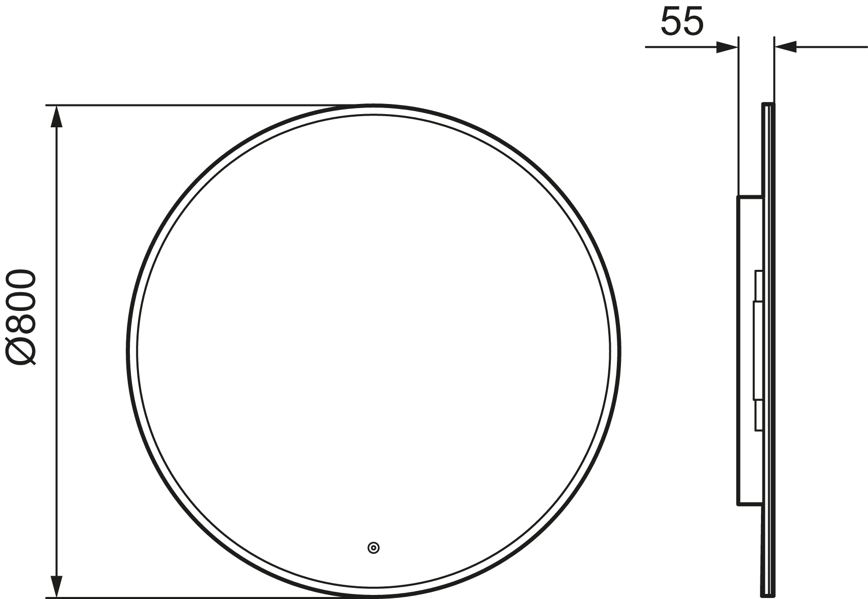 MORA CARA II, valopeili hipaisukytkimellä Ø800 mm, 953130, mittakuva