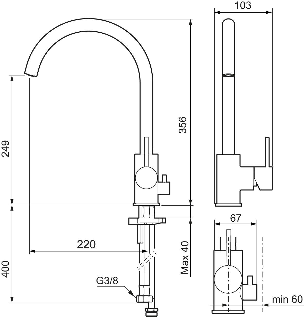 Mora INXX II soft keittiöhana pesukoneventtiilillä - Balneo