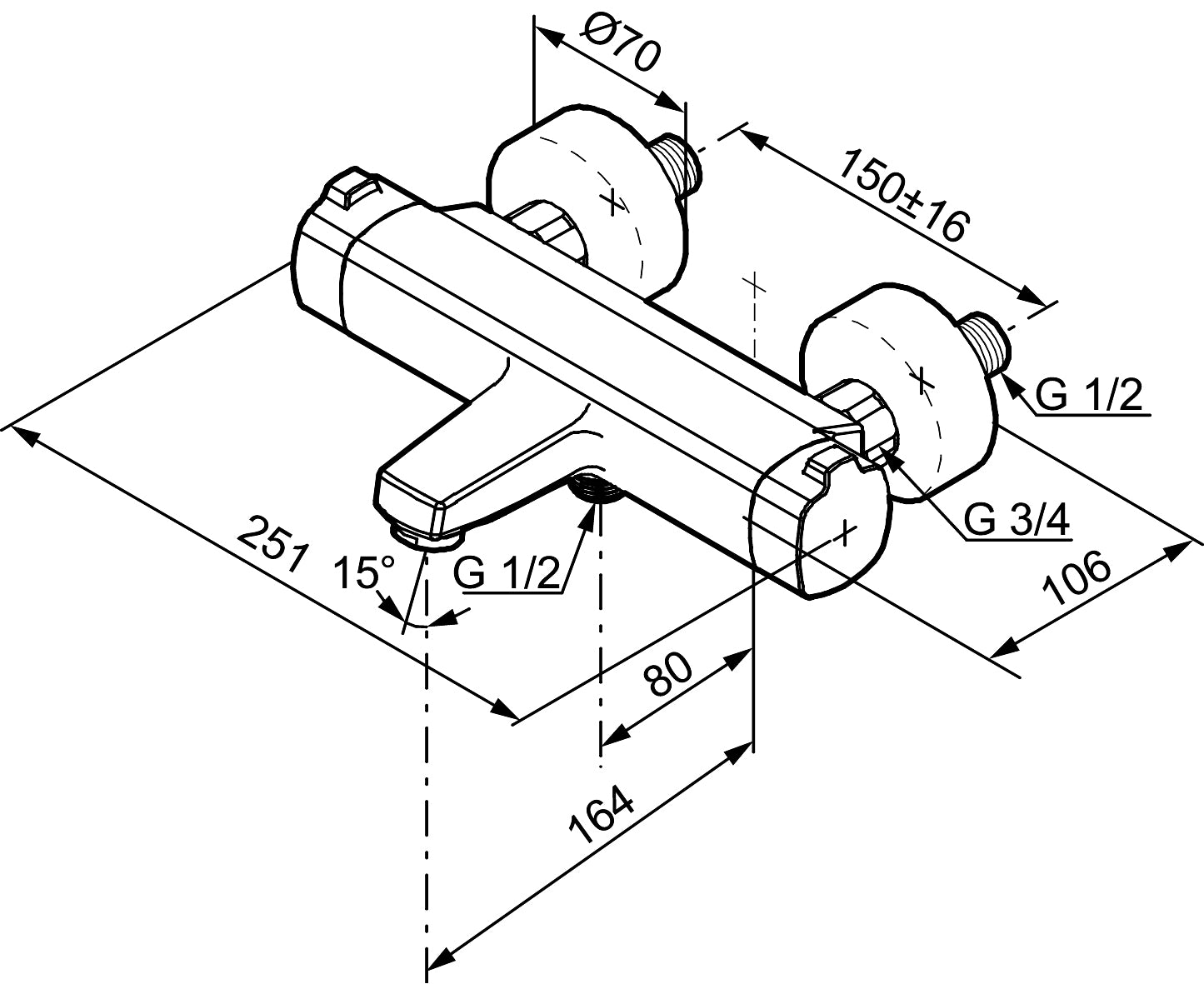 MORA LIONX termostaatti-kylpyhana, 390100.DB, kromi, mittakuva