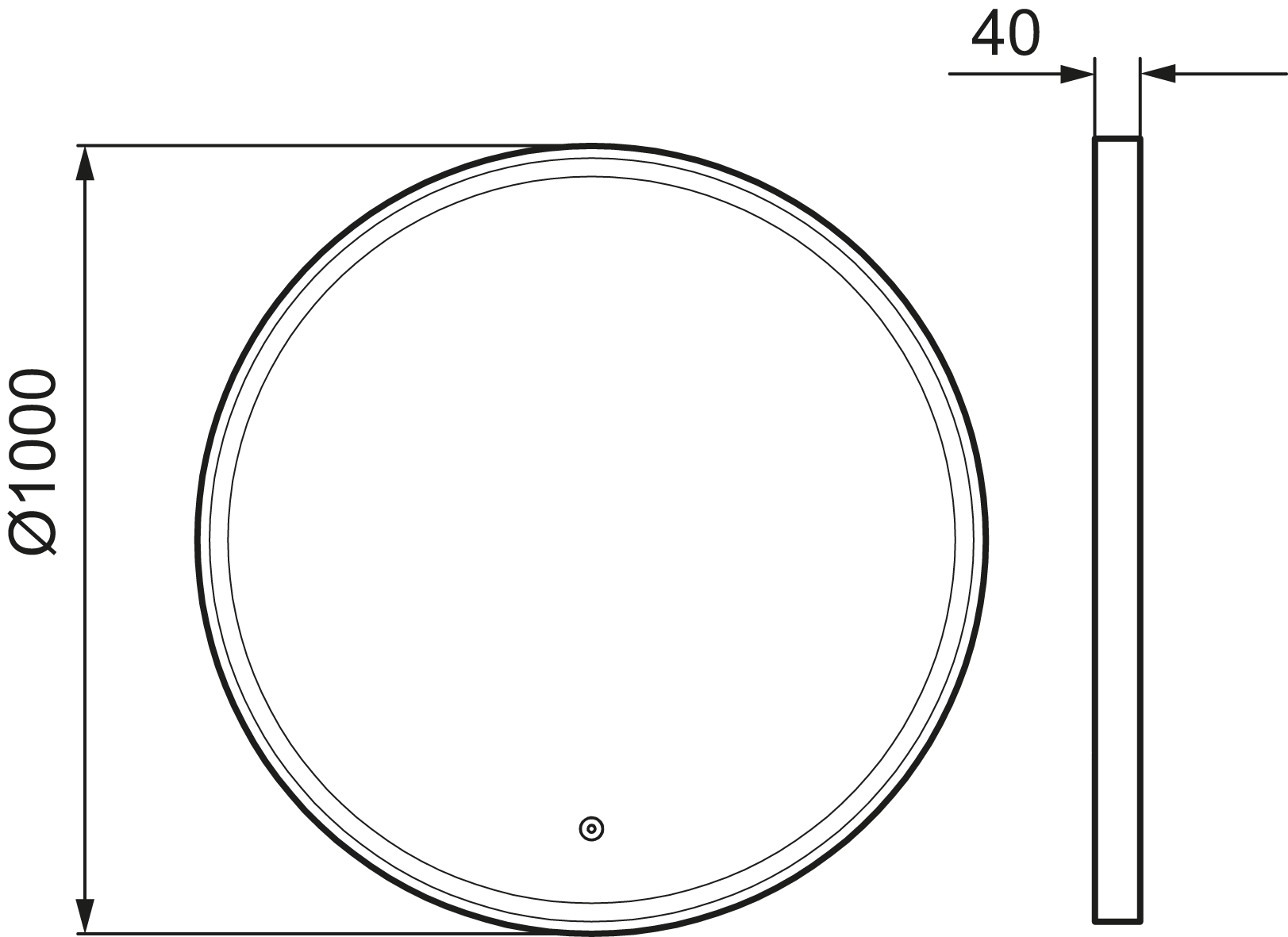 MORA SOLO I, valopeili hipaisukytkimellä Ø1000 mm, 953099.12, mittakuva