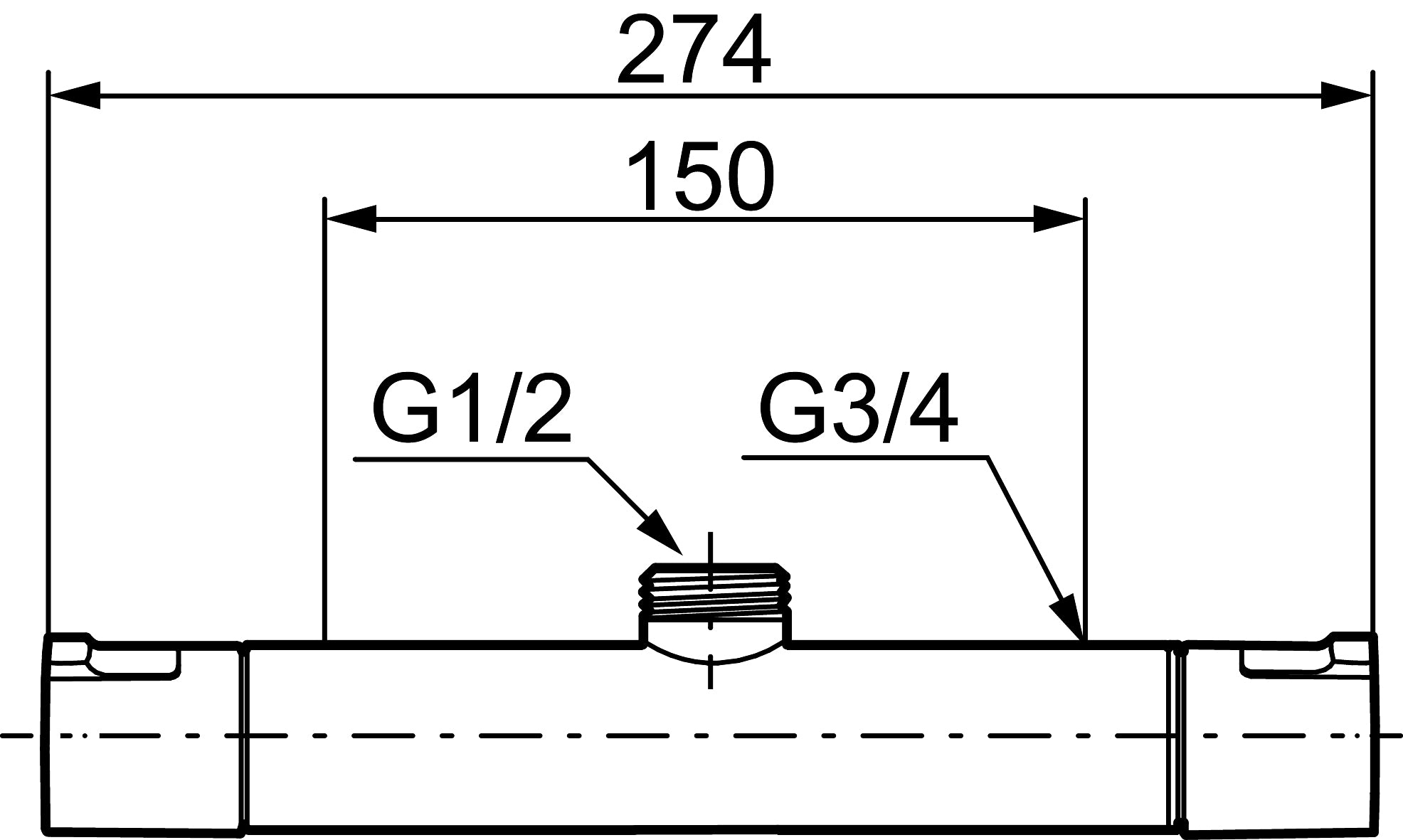 Mora Cera T4 termostaatti-suihkuhana, 241150, kromi, mittakuva
