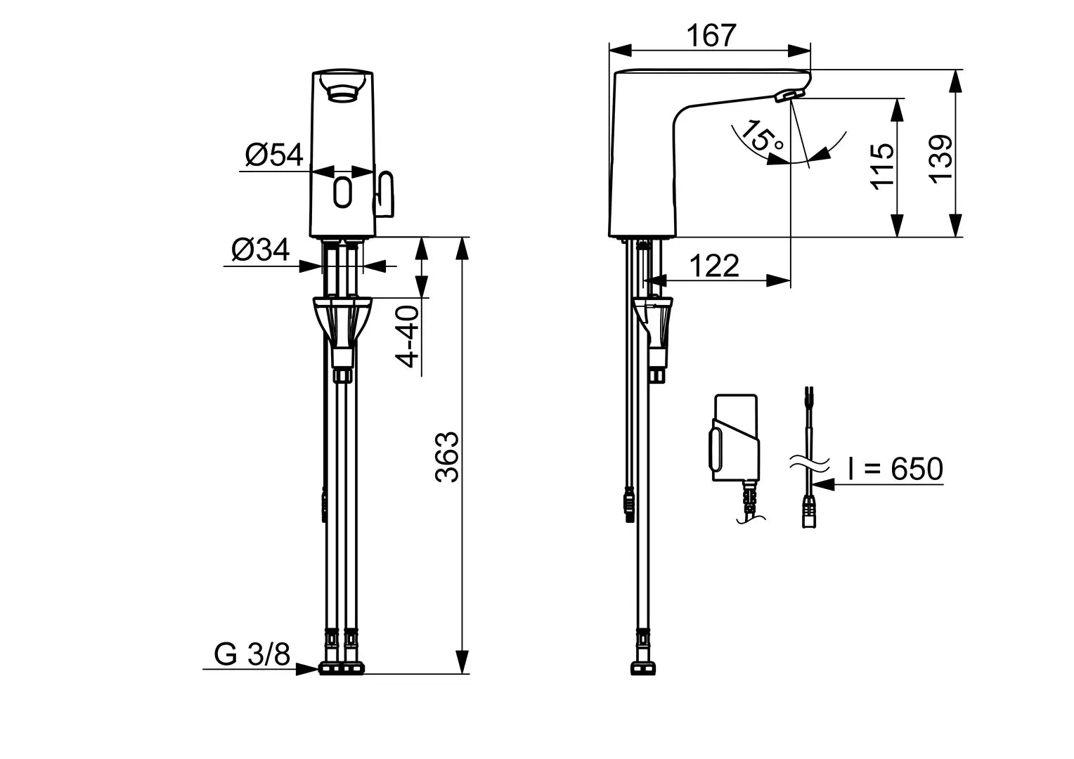 Oras Electra Safety pesuallashana, 3 V, Bluetooth, 9110FZ, kromi, mittakuva