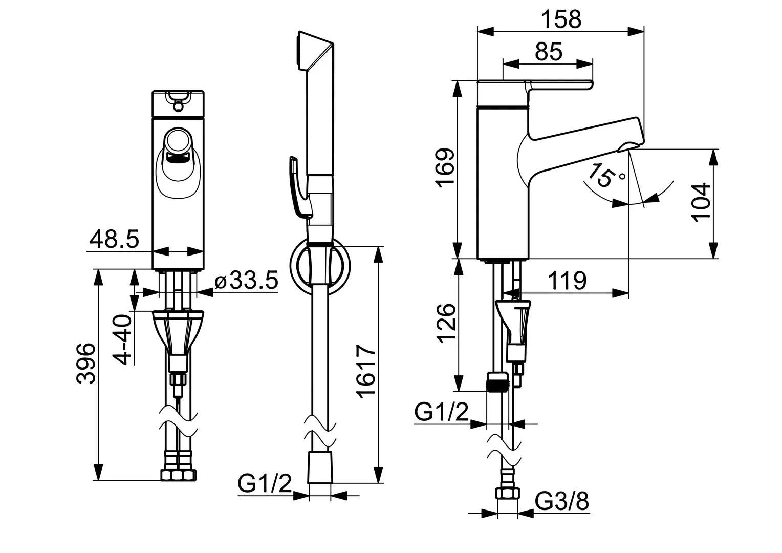 Oras Inspera pesuallashana, 3012F, kromi, mittakuva