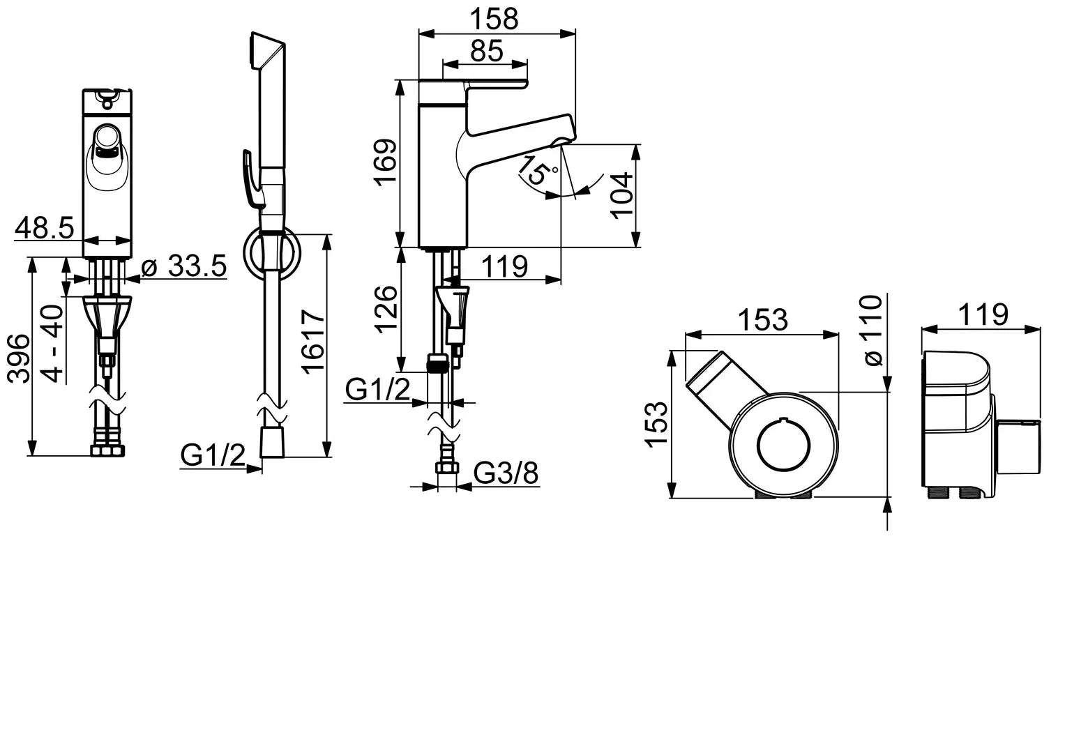 Oras Inspera pesuallashana, 3 V, 3013F, kromi, mittakuva