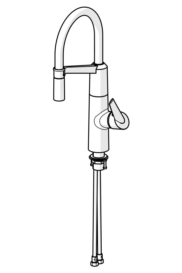 Oras Optima SemiPro keittiöhana, 2738F, kromi, piirroskuva