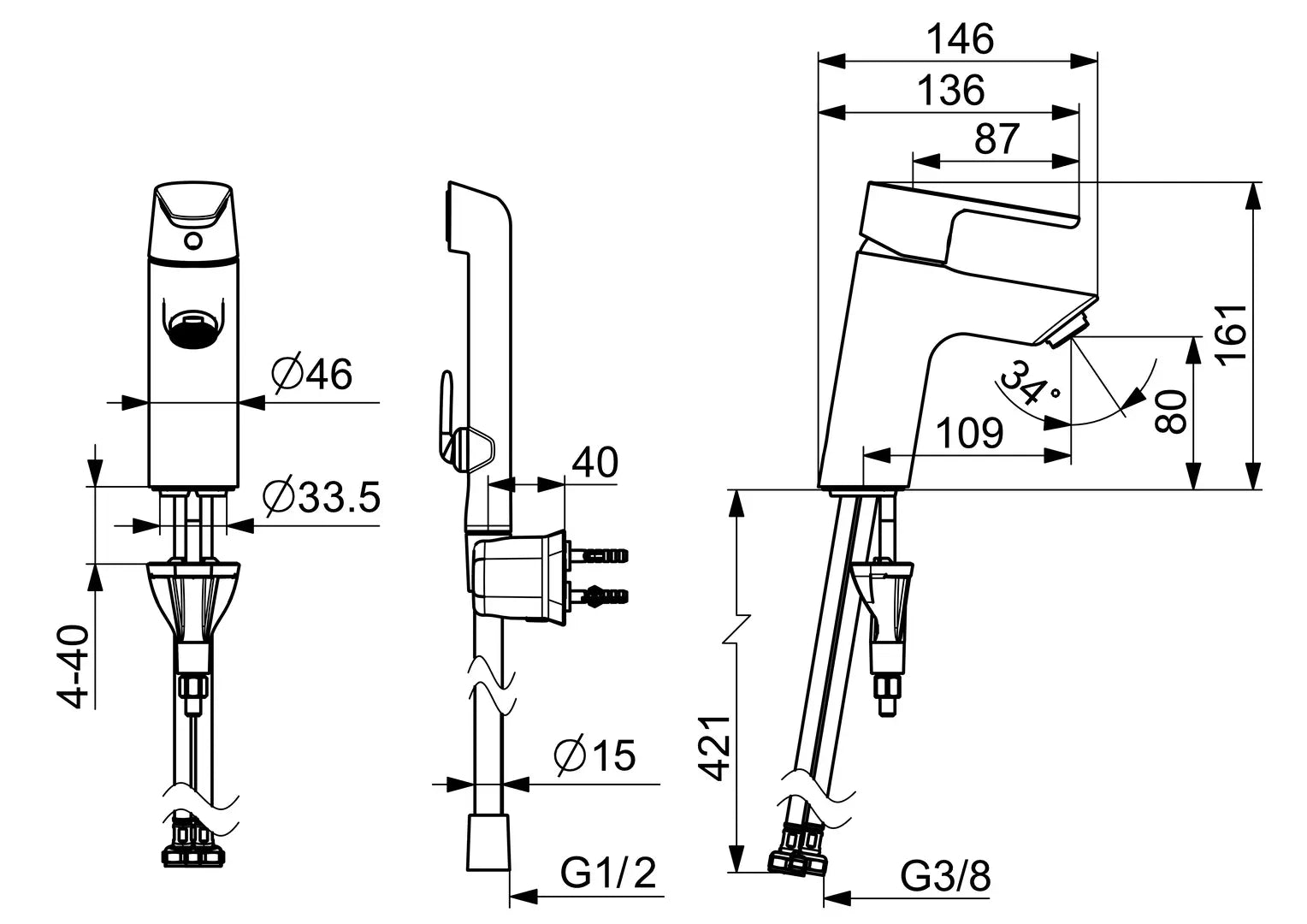 Oras Optima pesuallashana, 2612F, kromi, mittakuva
