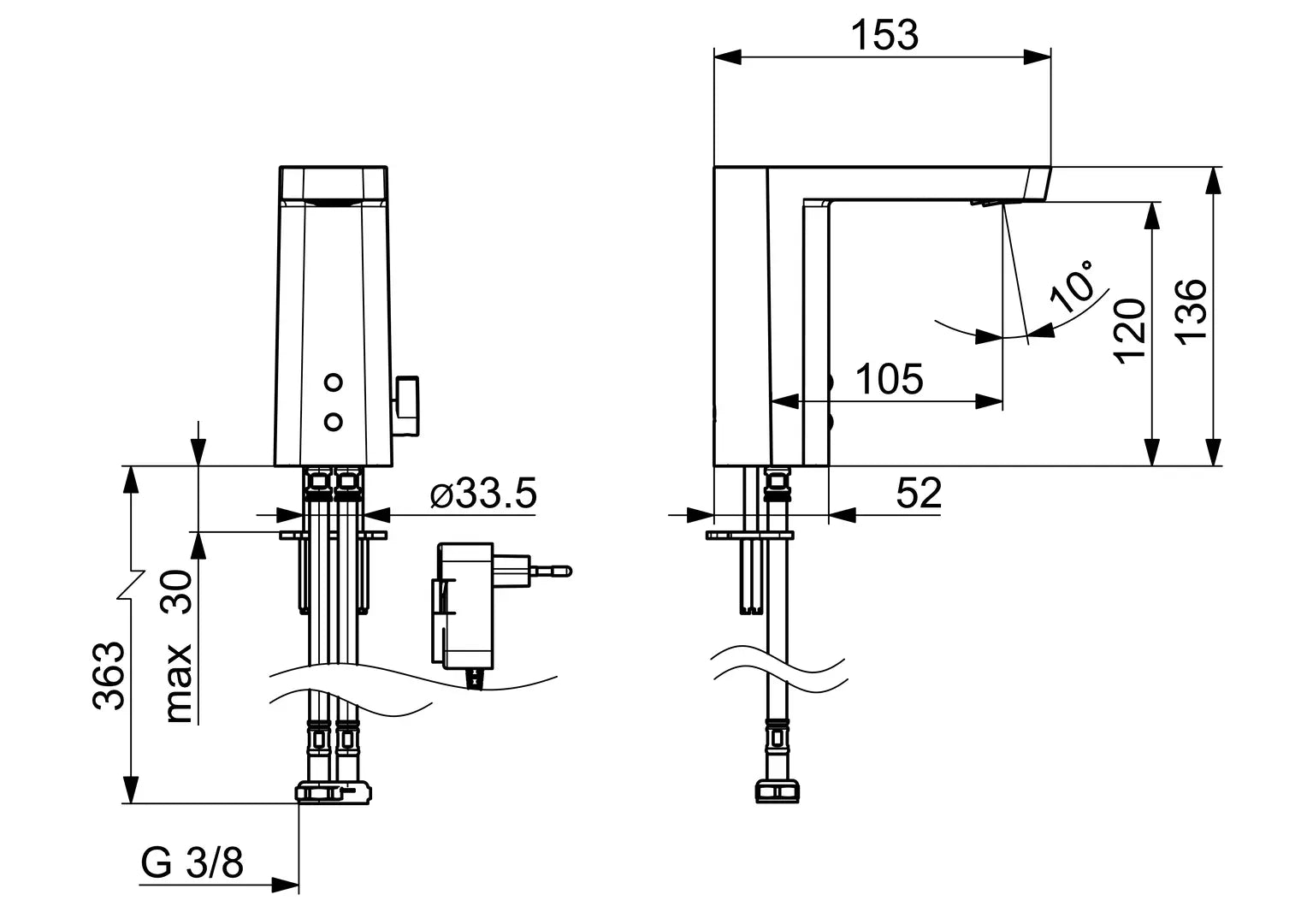 Oras Stela ECO+ pesuallashana, 9/12 V, Bluetooth, 4824FTZ, kromi, mittakuva