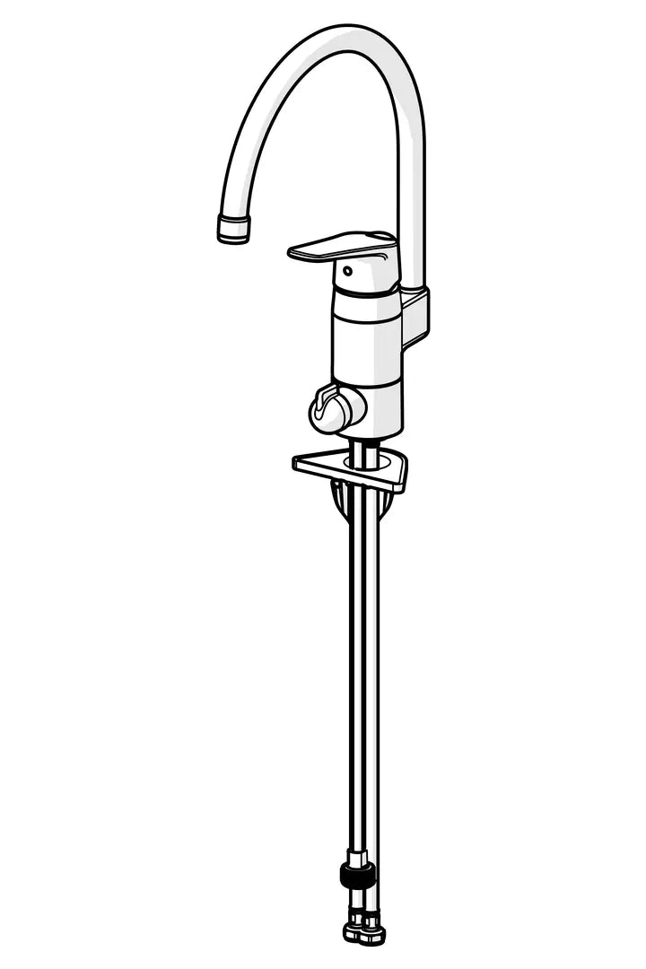 Oras Vega ECO keittiöhana, jossa pesukoneventtiili, 1839FG-33, mattamusta, piirroskuva