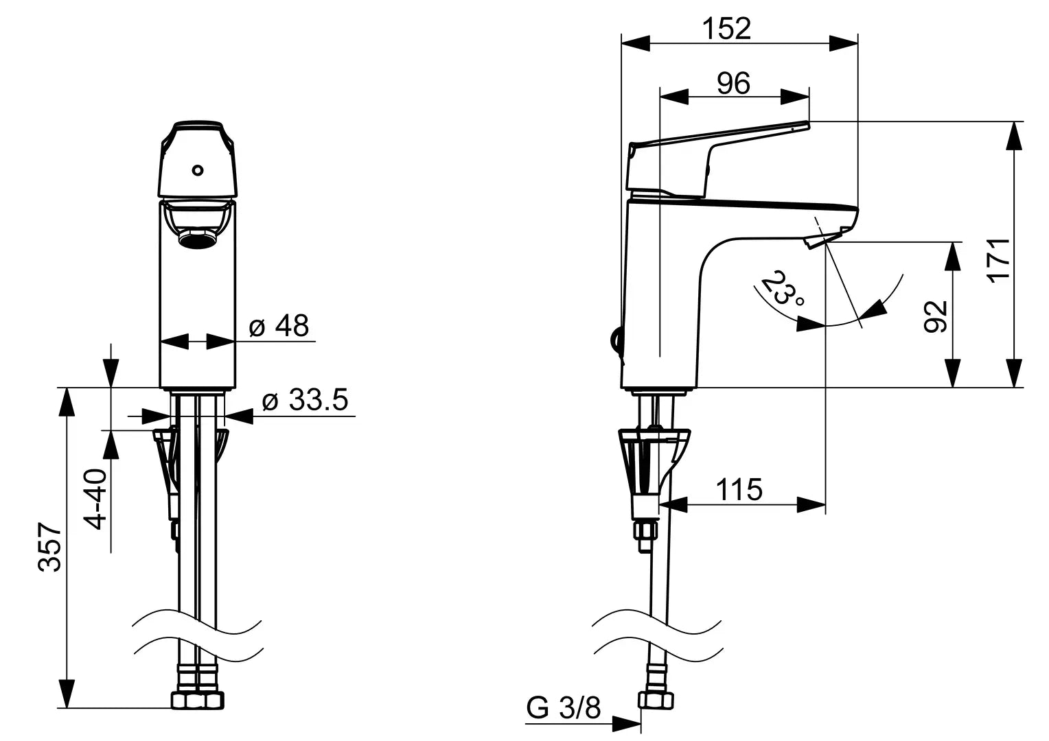 Oras Vega ECO pesuallashana, 1811FG, kromi, mittakuva