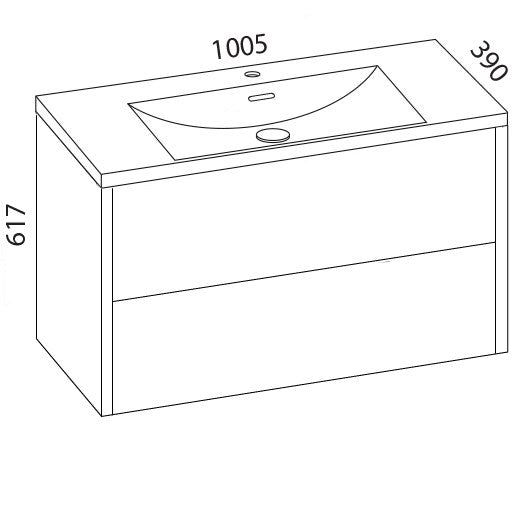 Otsoson AALTO PLUS COLOR kylpyhuoneryhmä 1000, mittakuva