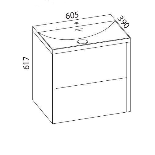 Otsoson AALTO PLUS COLOR kylpyhuoneryhmä 600, mittakuva